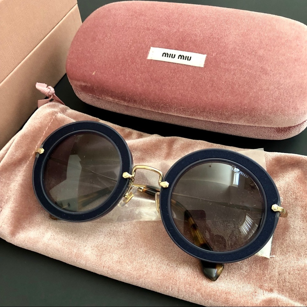 New Miu Miu Blue round sunglasses.
